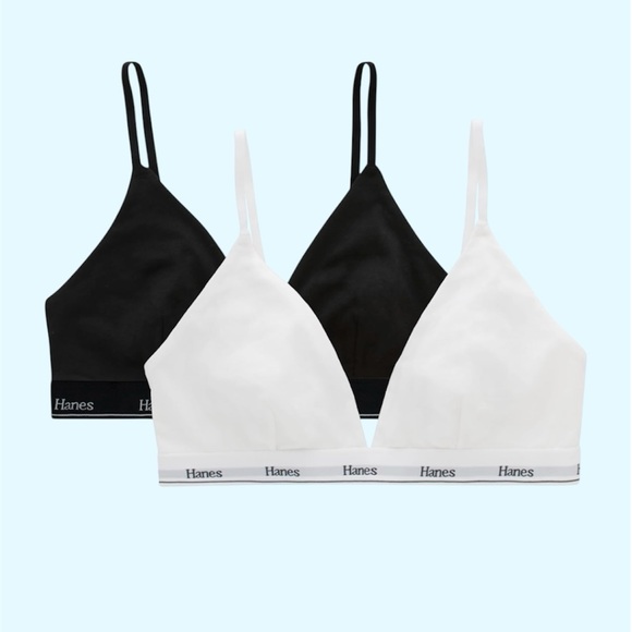 Hanes Women's Black and White Bralette Set - Picture 1 of 3